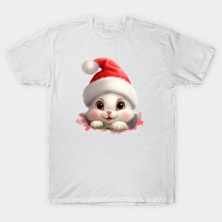 Christmas Peeking Baby Rabbit T-Shirt